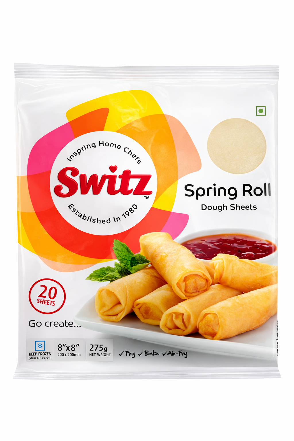 Switz Spring Roll Sheets 8x8 Inch 20 Count
