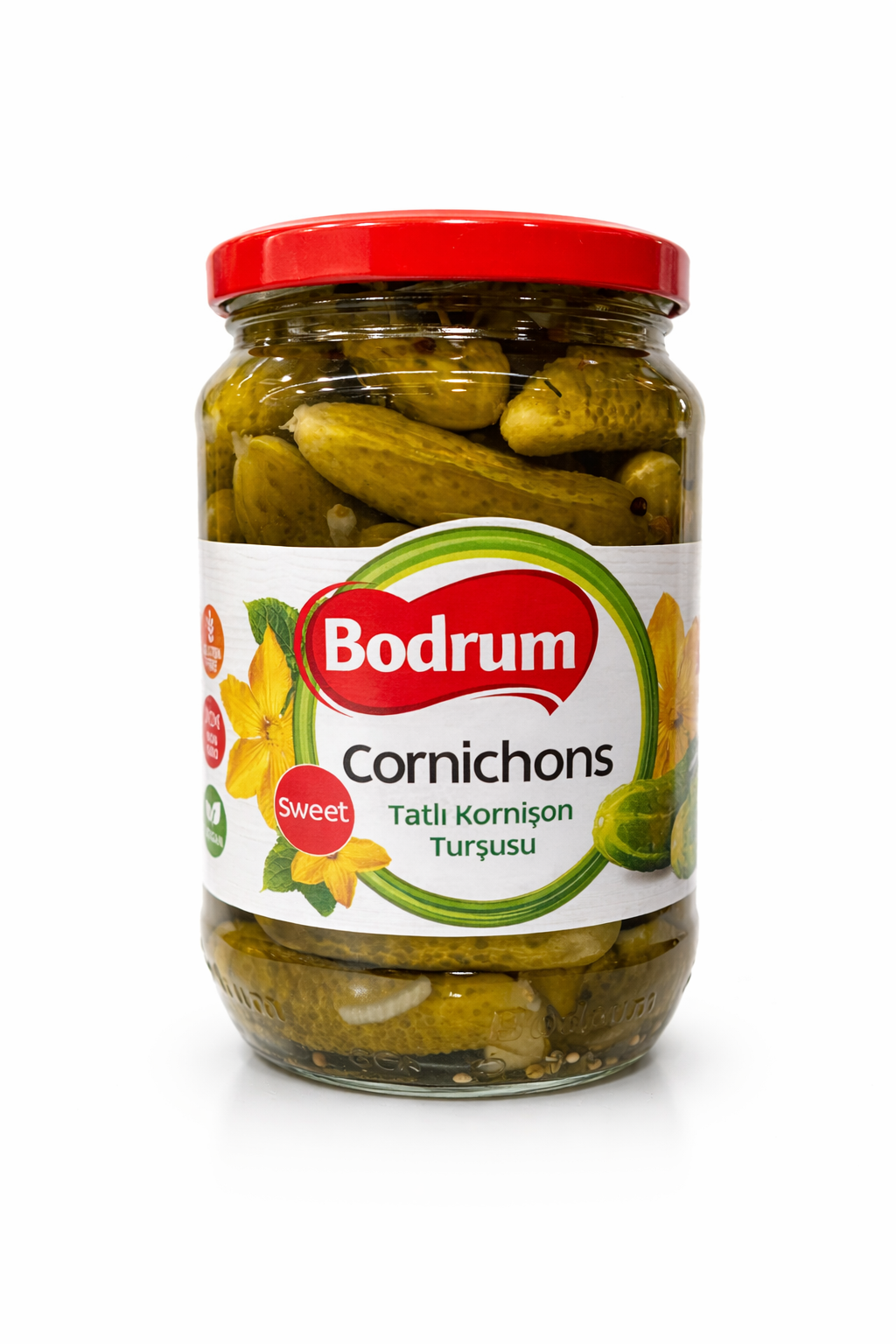 BODRUM Cornichons 680g – Crunchy Pickled Gherkins Jar