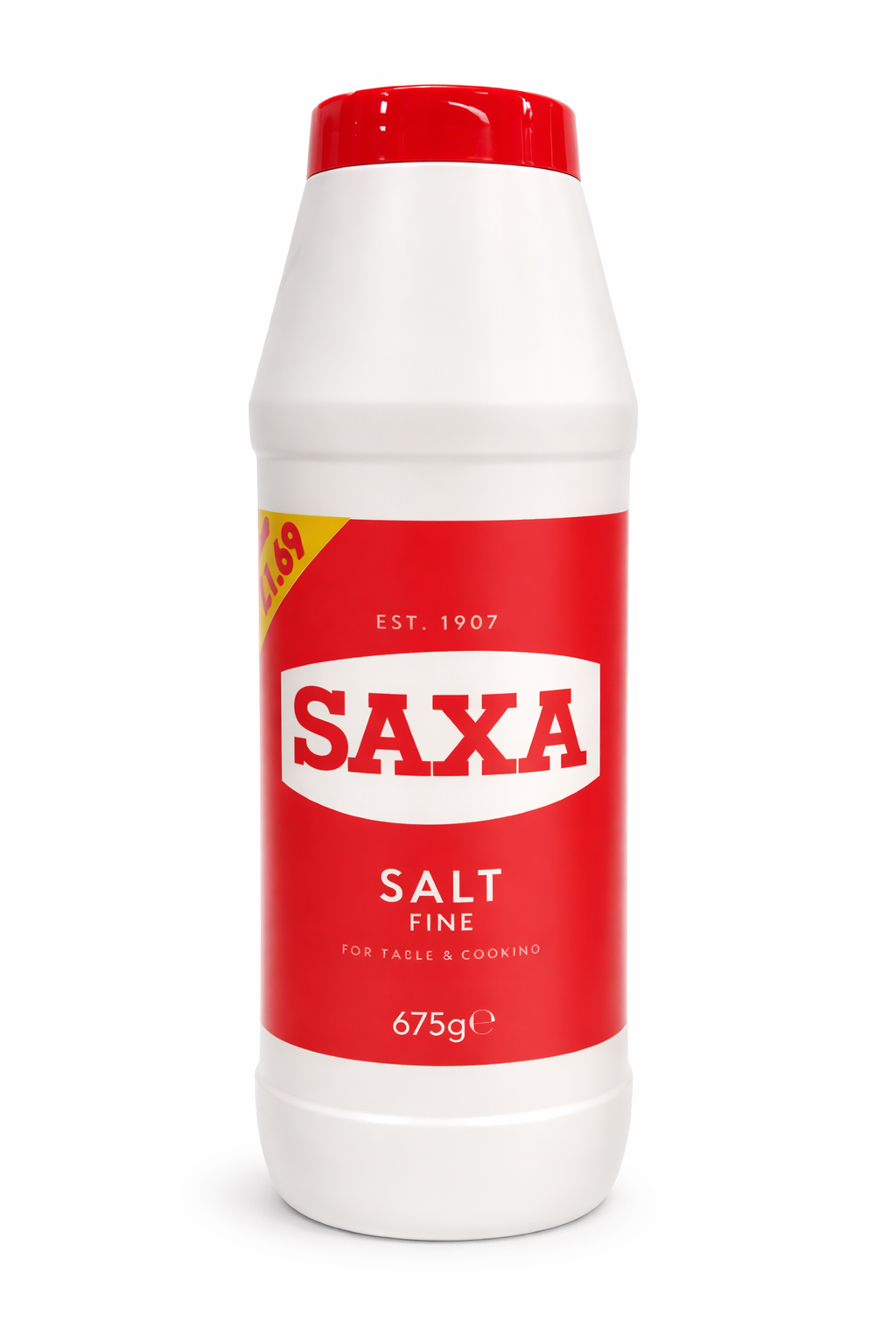 Saxa Fine Salt 675g – Pure Table Salt for Cooking & Baking