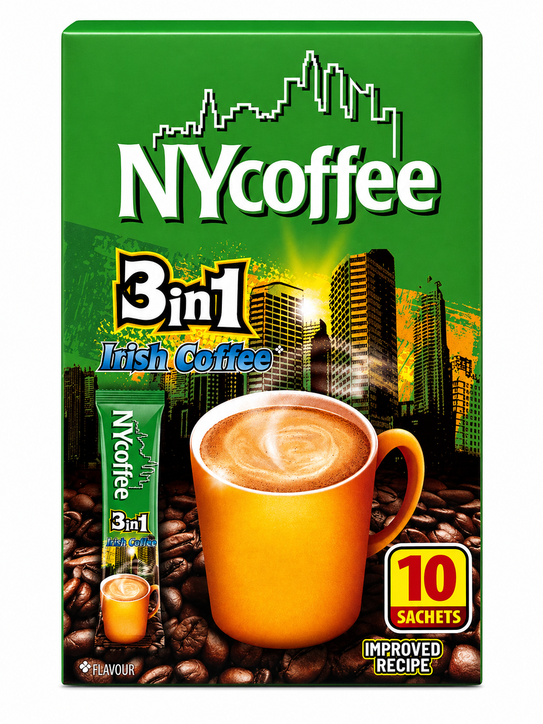 قهوة سريعة التحضير ٣ في ١ أيرش كوفي من NYcoffee عدد ١٠ أظرف