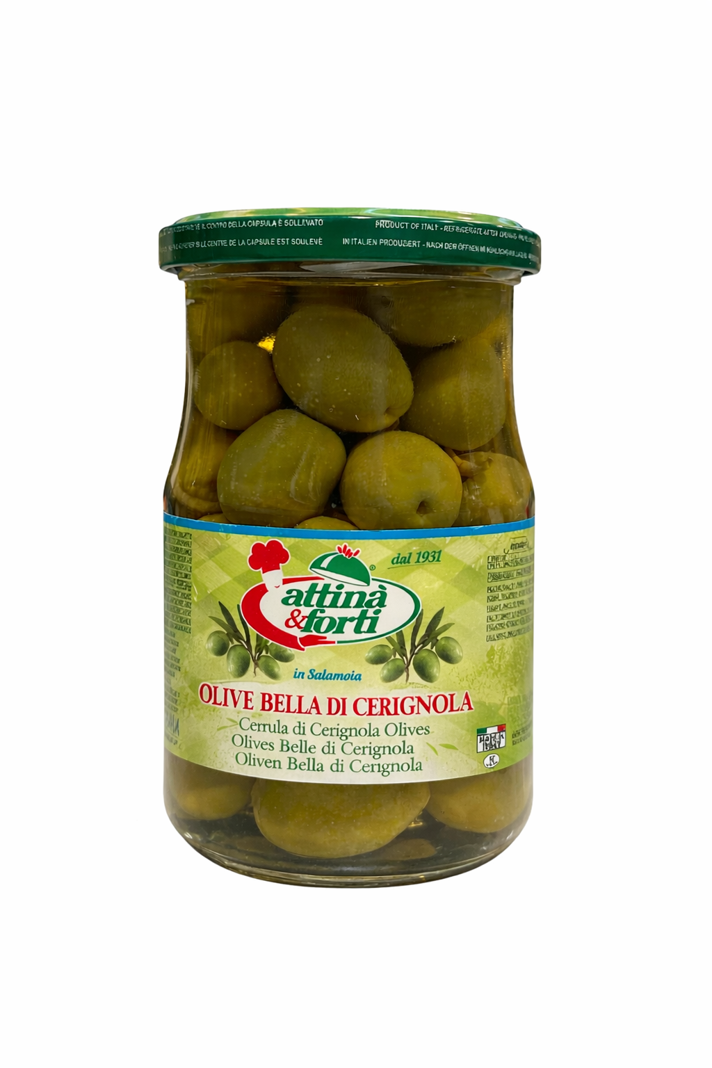 Attina Green Olives 550g Jar – Premium Italian Olives
