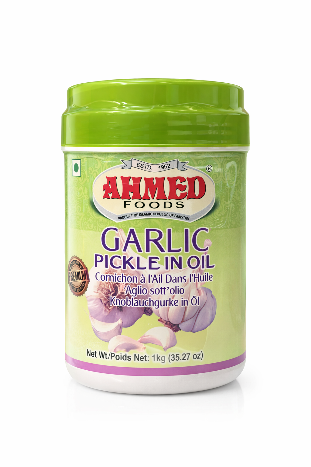 Ahmed Garlic Pickle in Oil 1000g – Authentic Indian Condiment