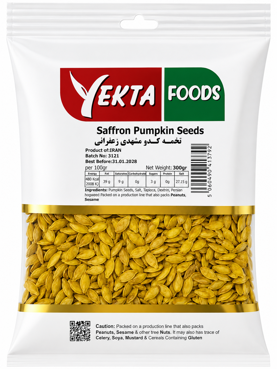 Yekta Foods Saffron Pumpkin Seeds 300g Pack