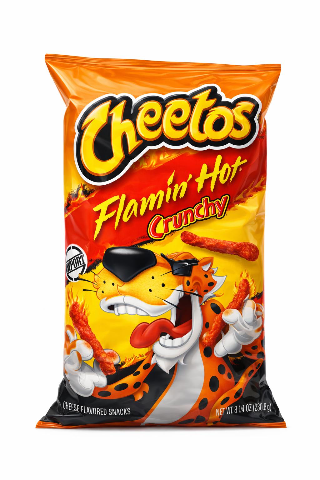 Cheetos Flamin Hot Crunchy Chips 226.8g Snack Bag