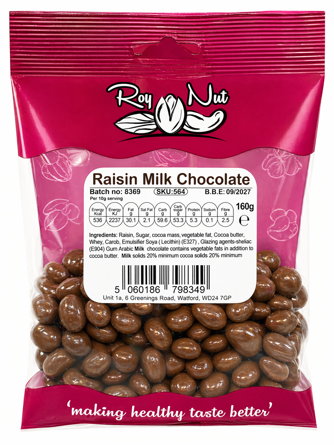 Roy Nut Raisin Milk Chocolate Bar 160g