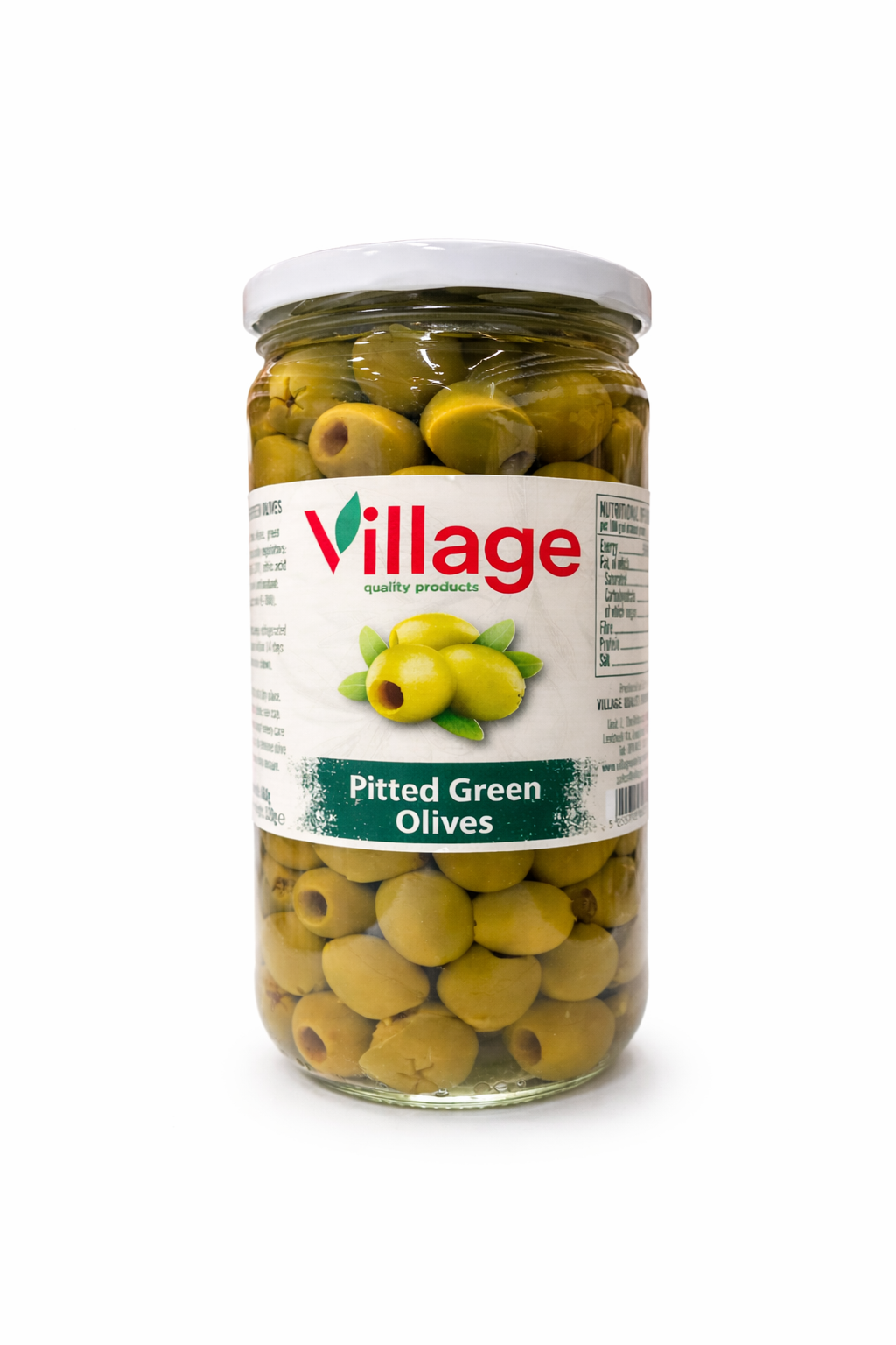 Village Pitted Green Olives 680g Jar