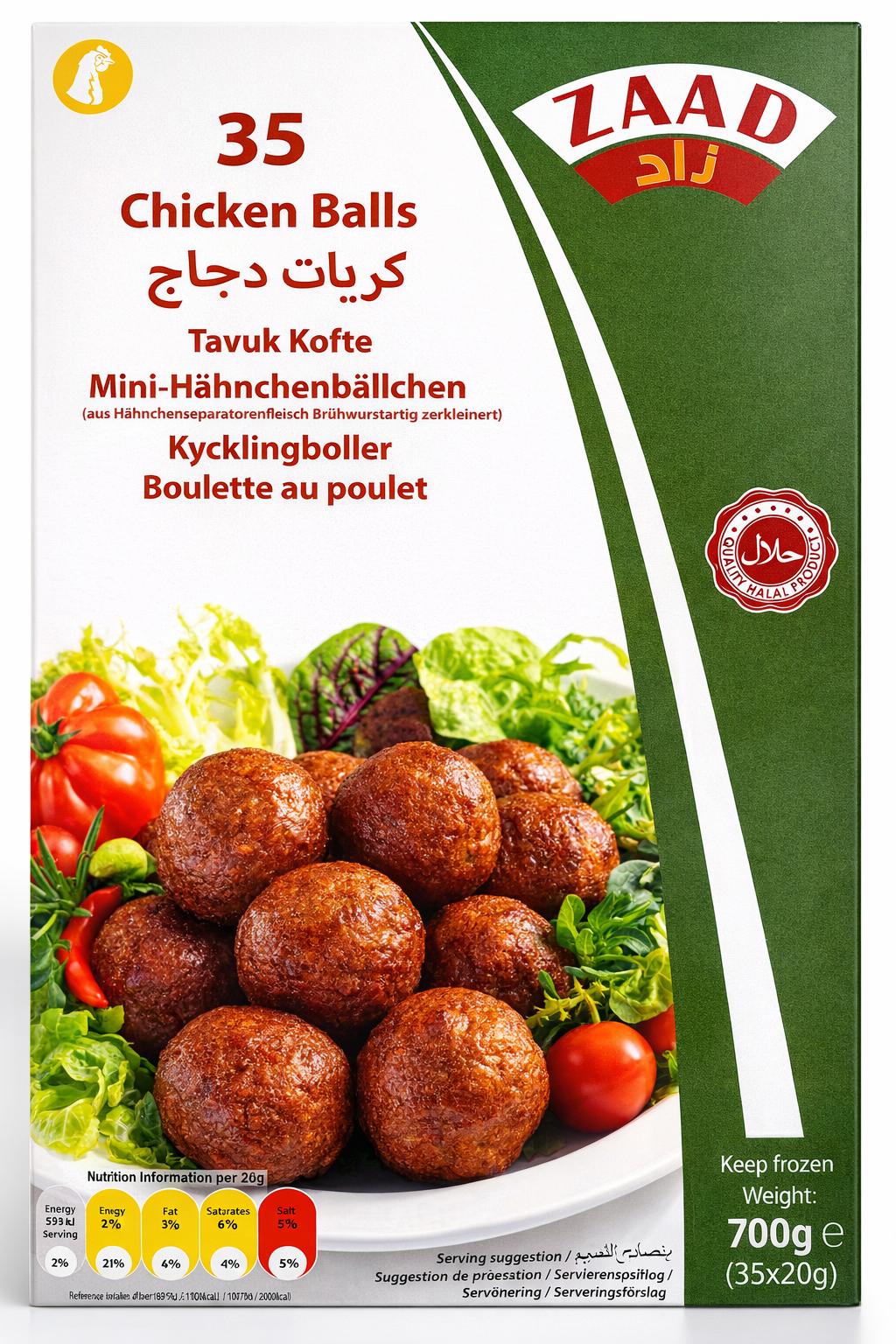 Zaad Chicken Balls 35pcs 700g Frozen Halal