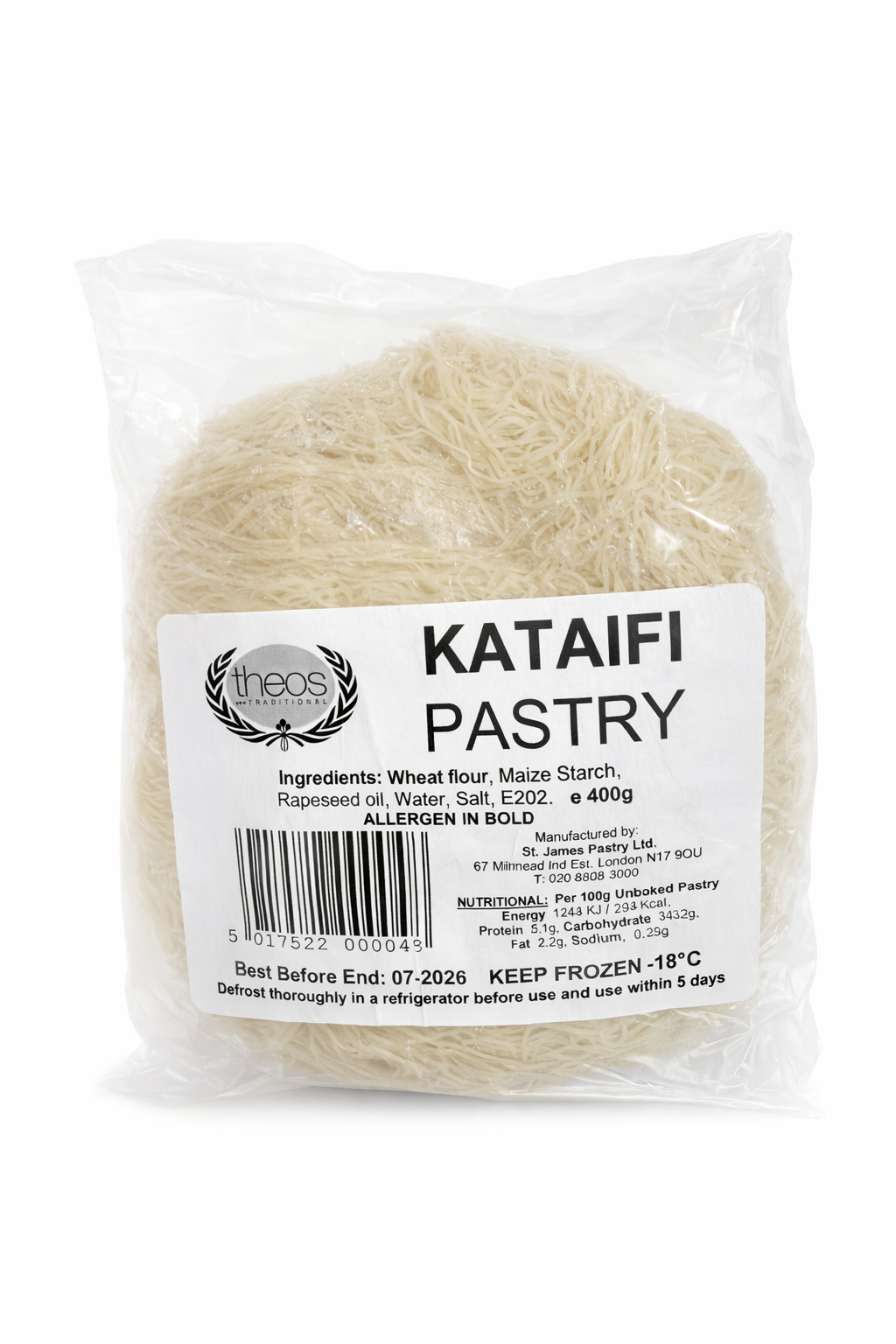 Theos Kataifi Pastry 400g – Authentic Greek Dessert Dough