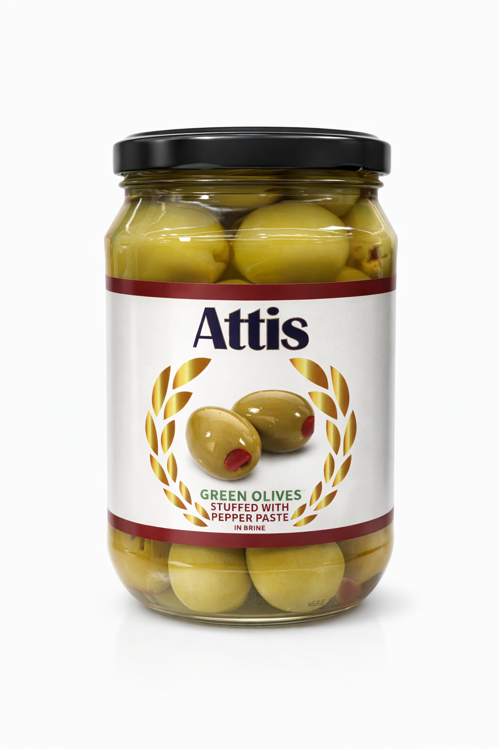 Attis Green Olives Stuffed with Peppers 700g Jar