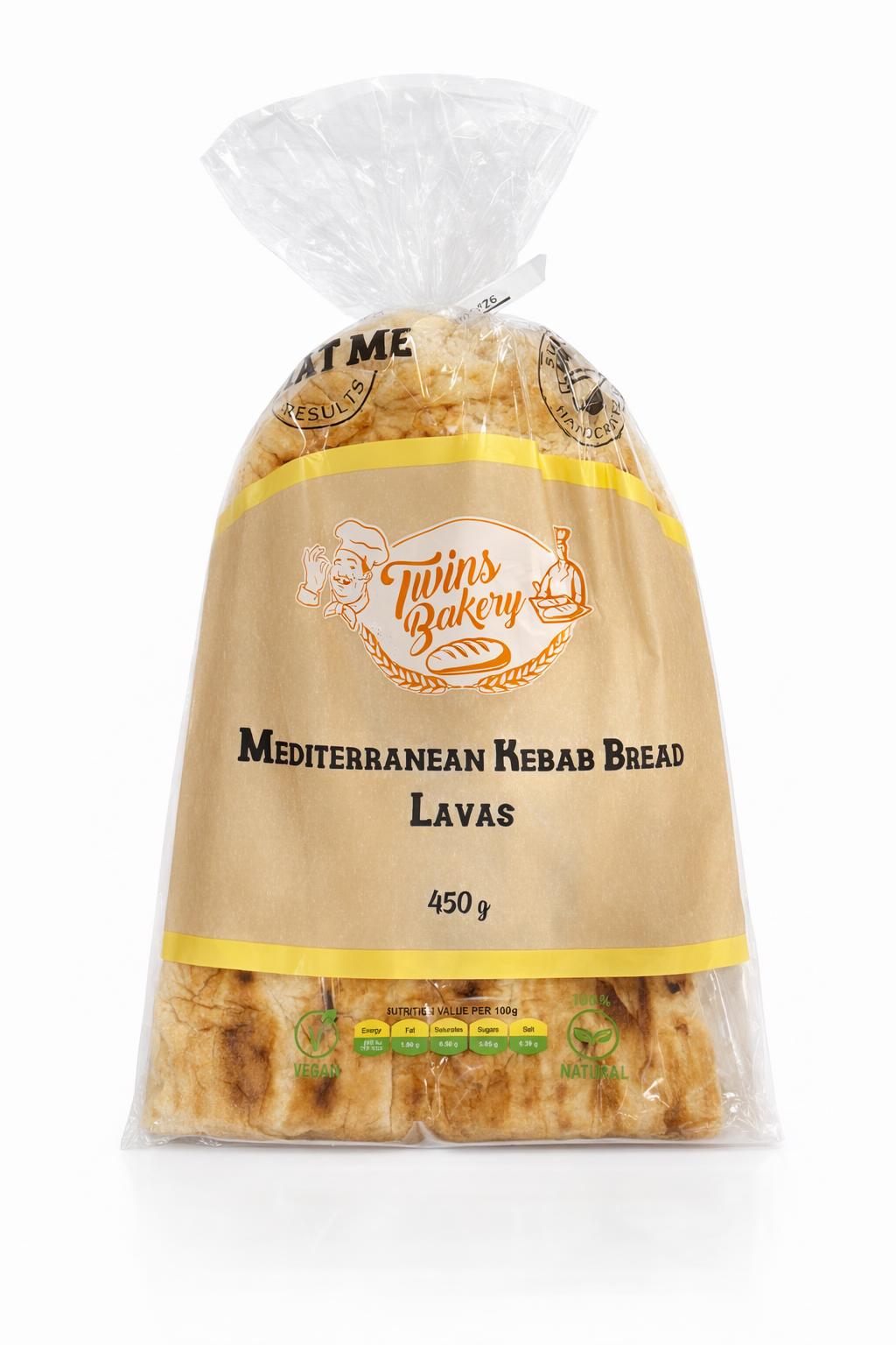 Twins Bakery Mediterranean Kebab Bread Lavas 450g