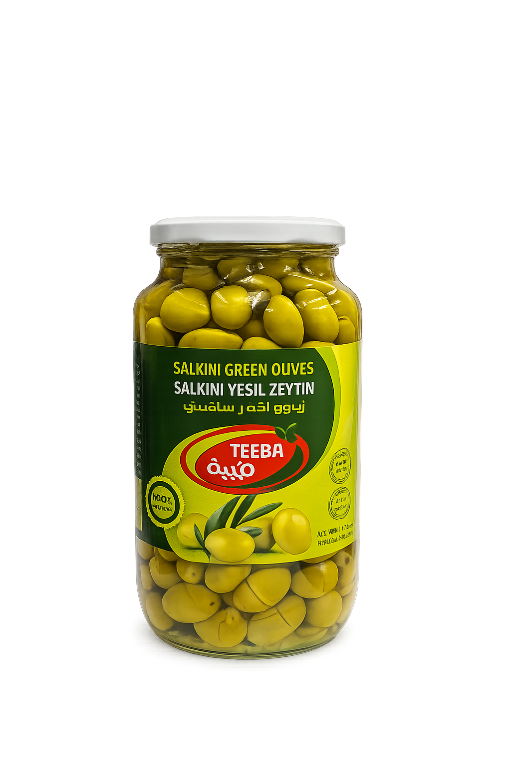 Teeba Salkini Green Olives 1250g Jar