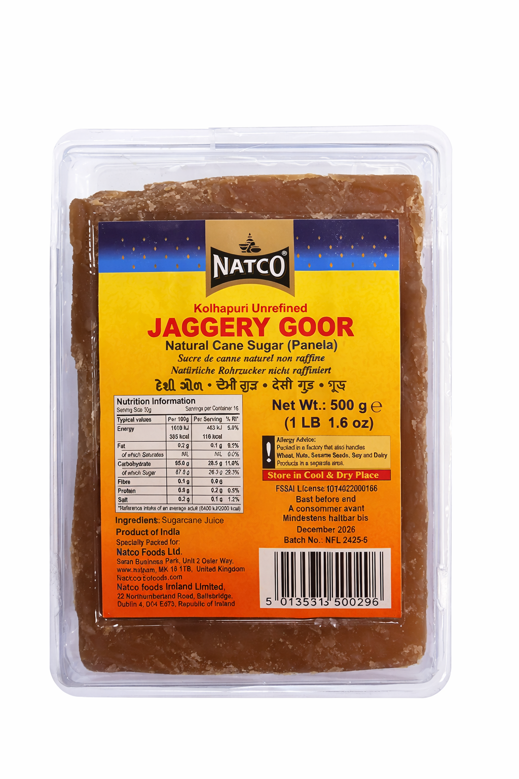 Natco Jaggery Good 500g Natural Unrefined Cane Sugar