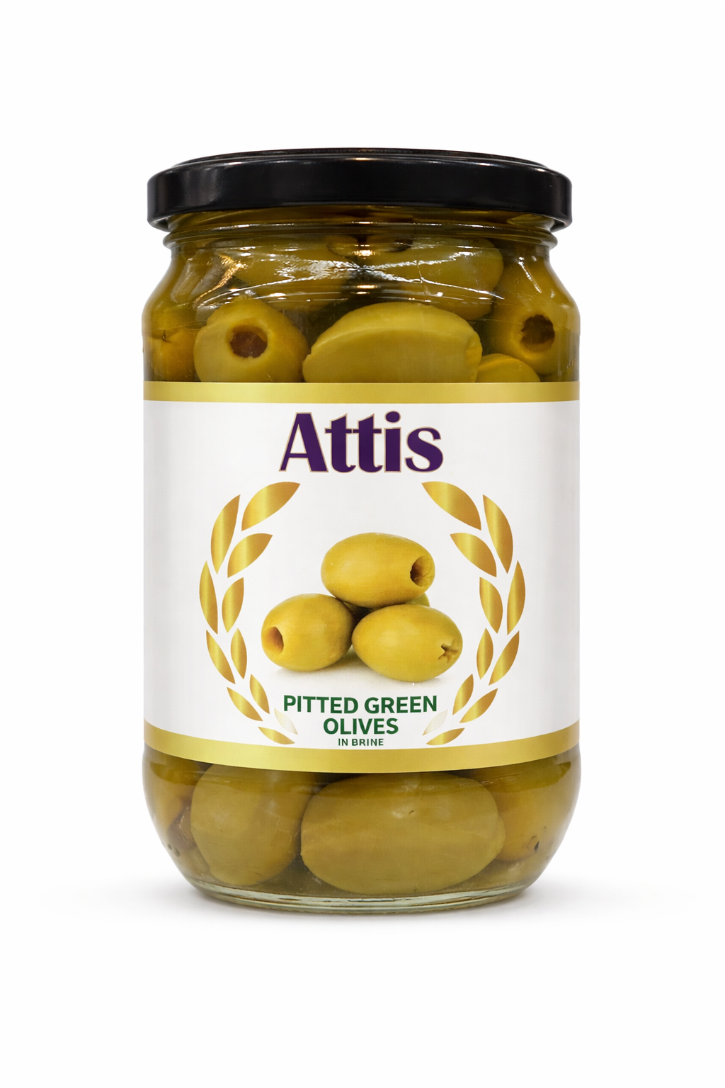 Attis Pitted Green Olives 700g Jar