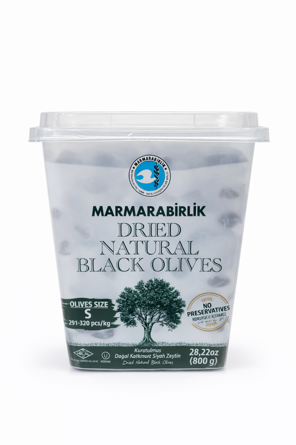 MARMARABIRLIK Dried Natural Black Olives 800g Jar