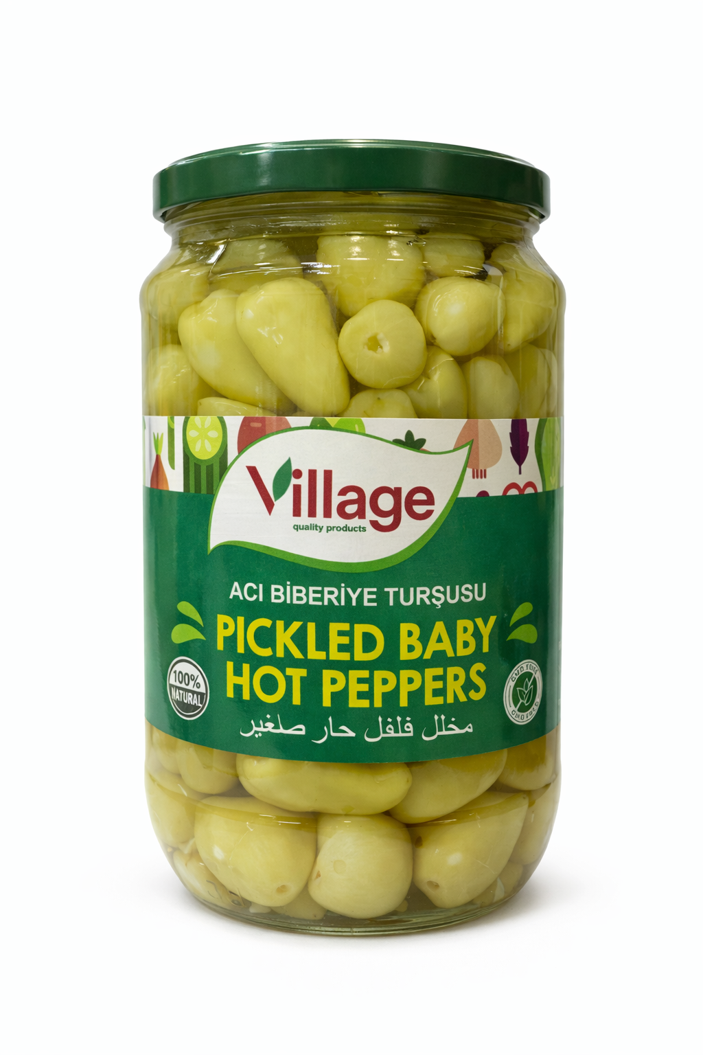 Village Pickles Baby Hot Peppers 640g Glass Jar
