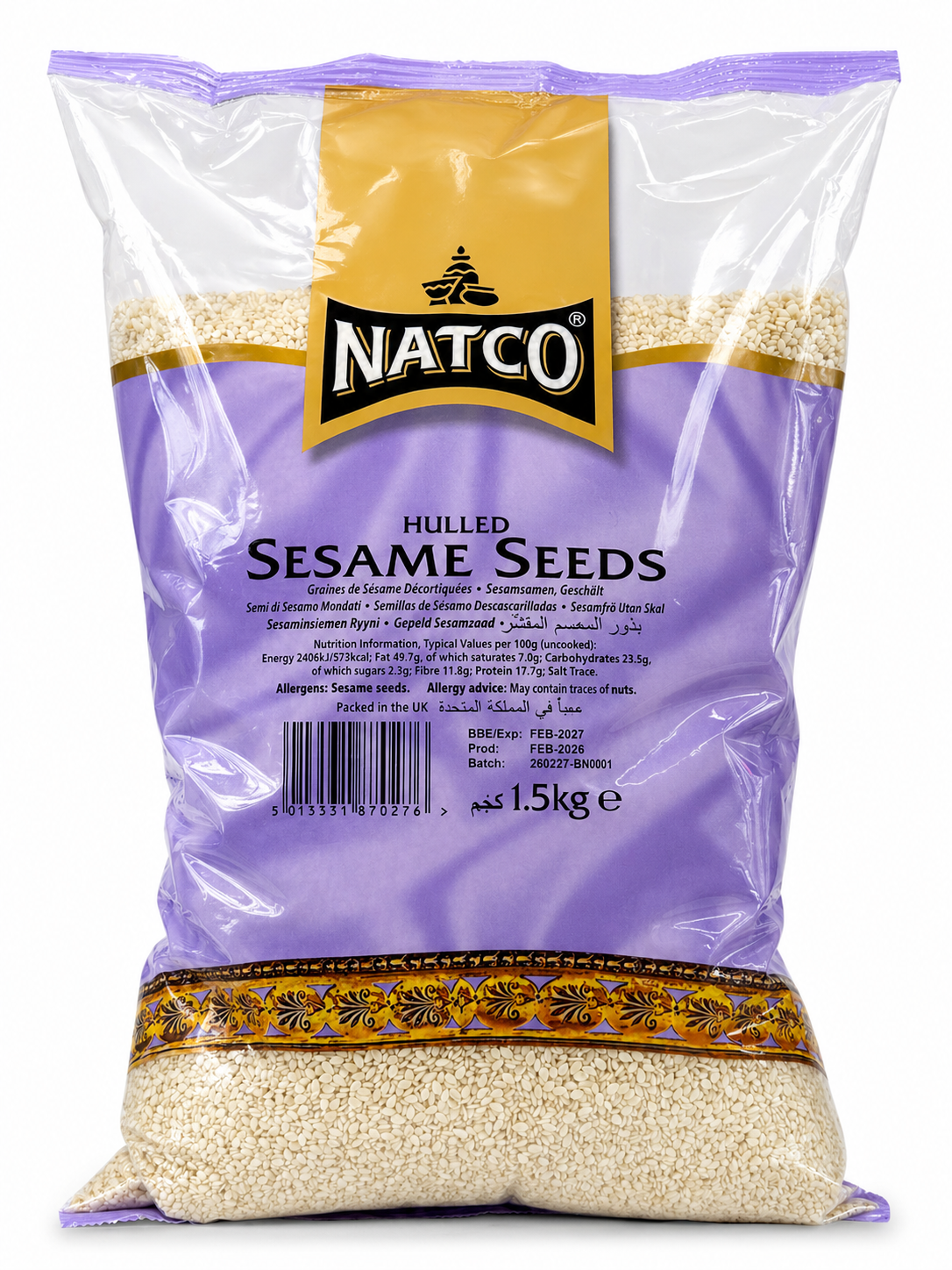 Natco Hulled Sesame Seeds 1.5Kg – Premium Baking Ingredient