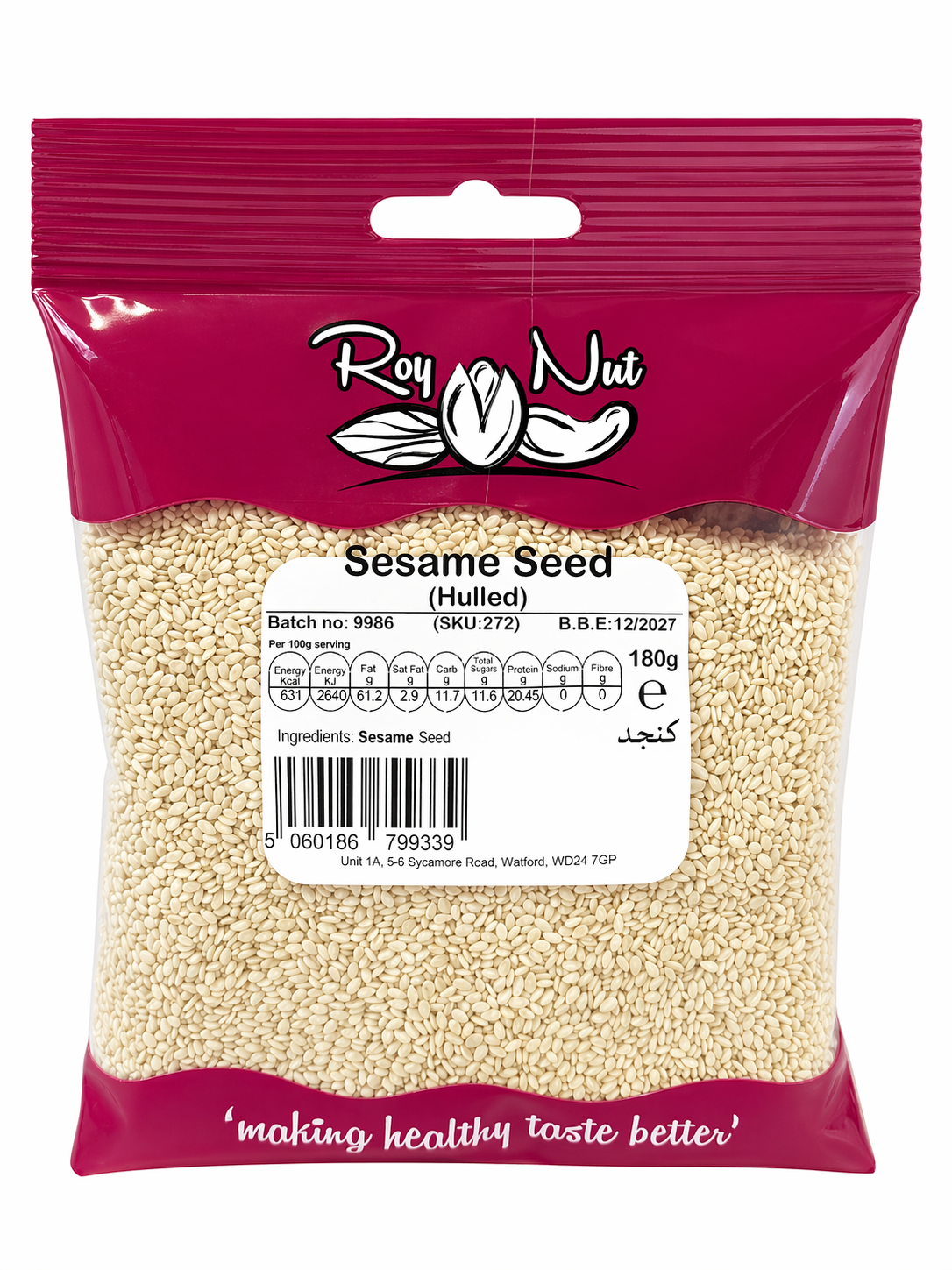 Roy Nut Hulled Sesame Seeds 180g – Premium Quality