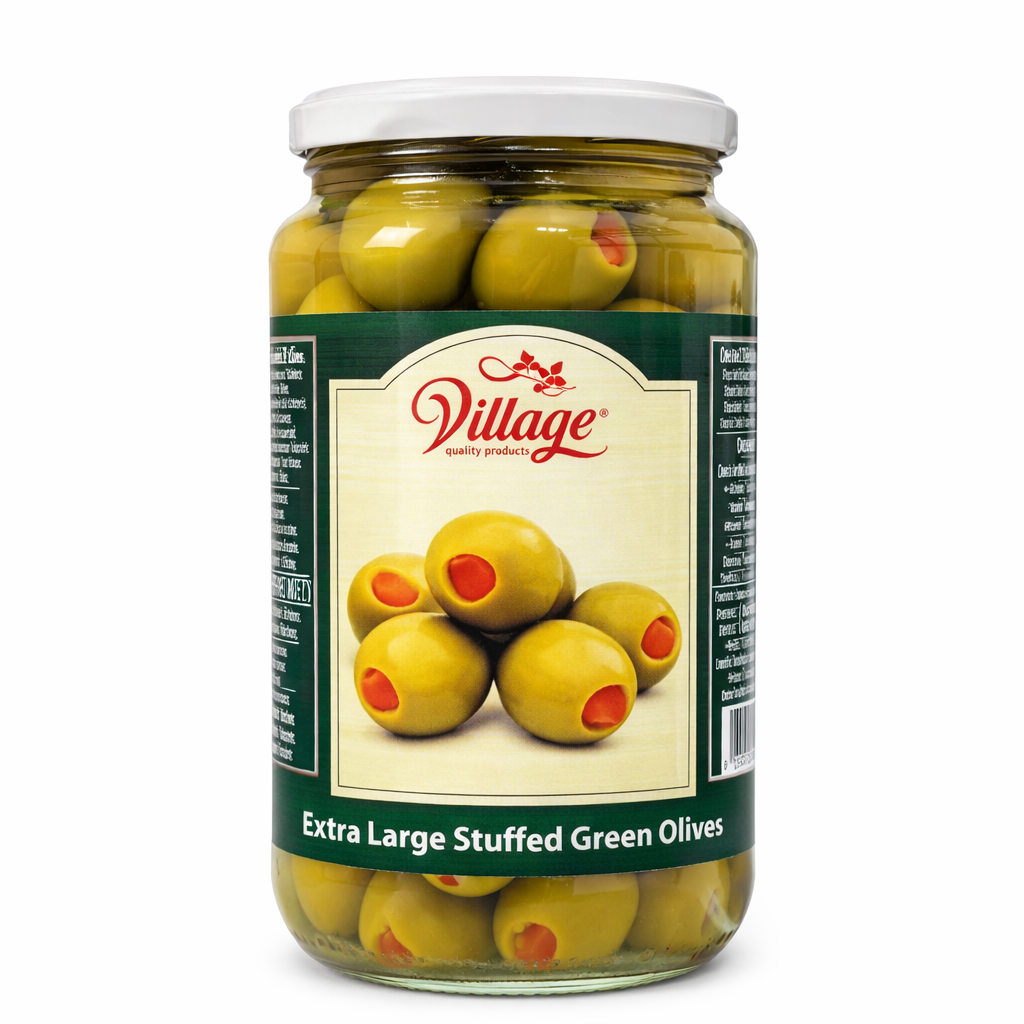 Village Extra Large Stuffed Green Olives 900g Jar