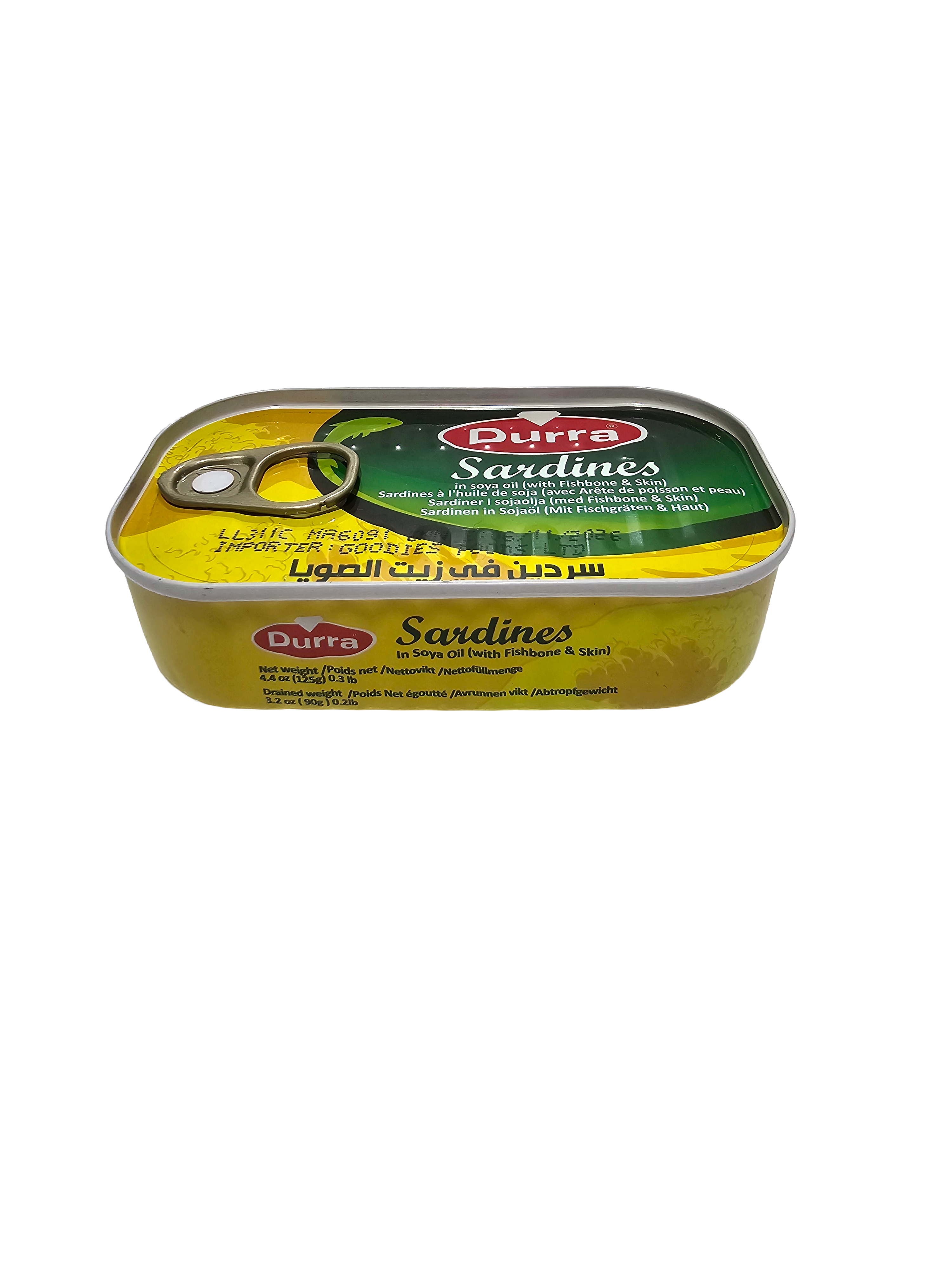 Durra Sardines in Soya Oil with Fishbone & Skin 4.4oz