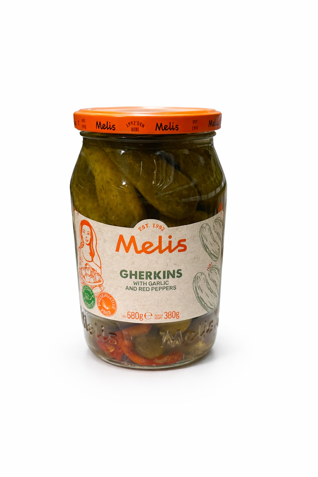 MELIS Gherkins 680g Glass Jar Pickled Cucumbers