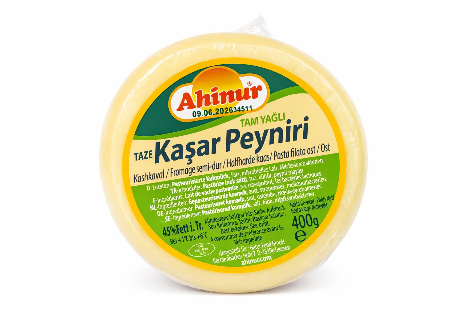 جبنة قشقوان أهينور 45% دسم قالب 400 غرام