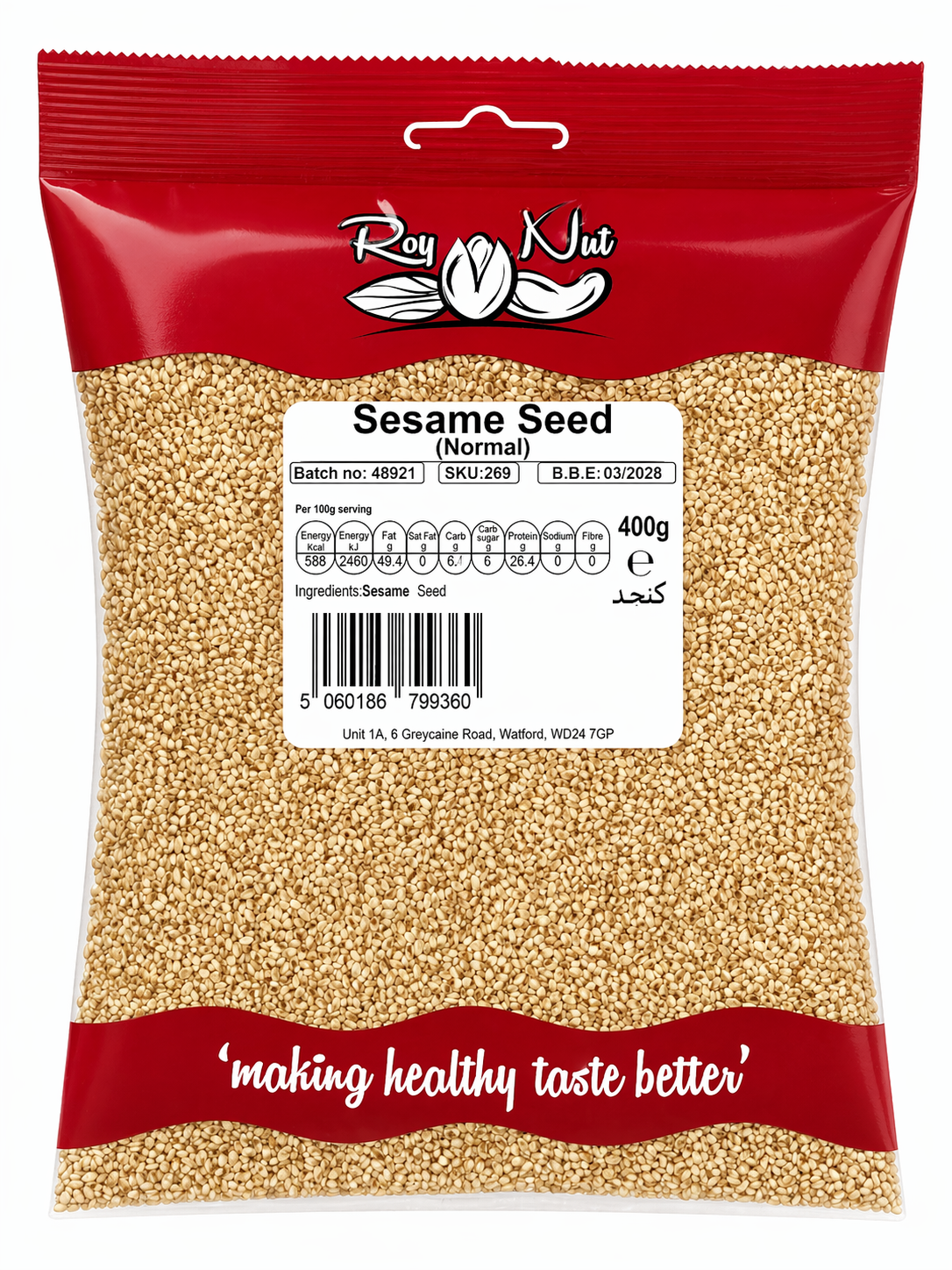 Roy Nut Sesame Seeds 400g – Natural Hulled Sesame