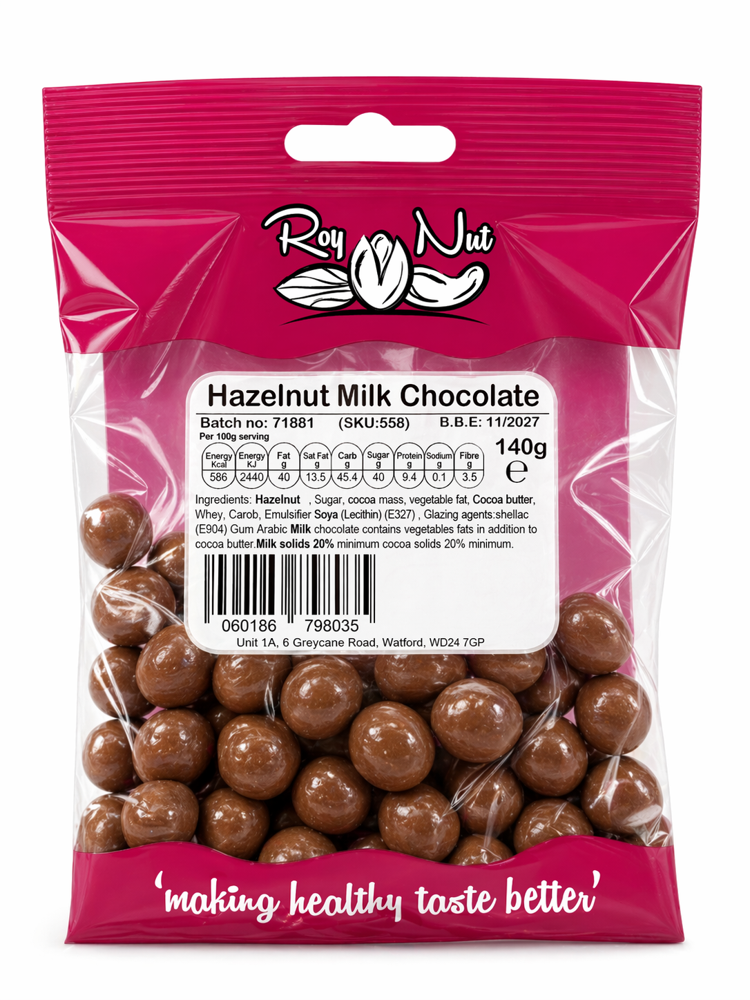 Roy Nut Hazelnut Milk Chocolate Bar 140g