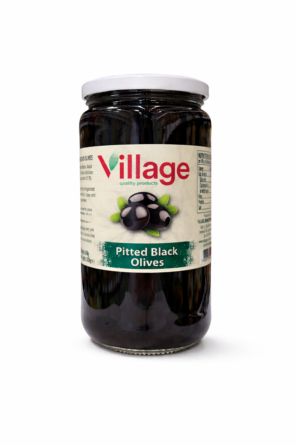 Village Pitted Black Olives 670g Jar