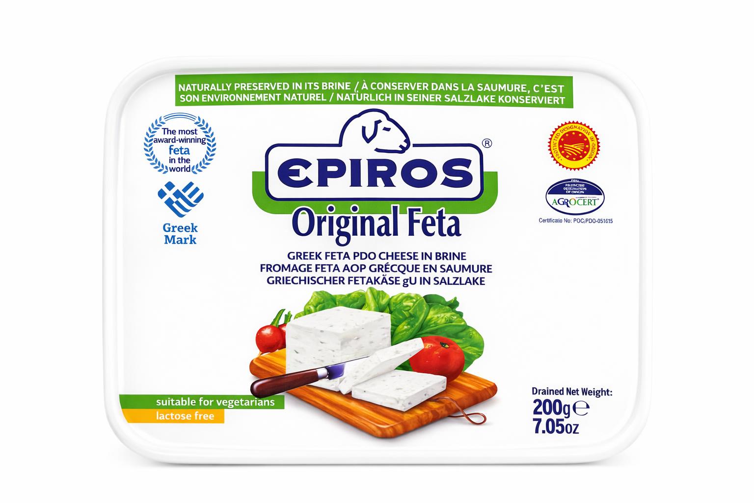 Epiros Original Feta Cheese 200g Authentic Greek Dairy