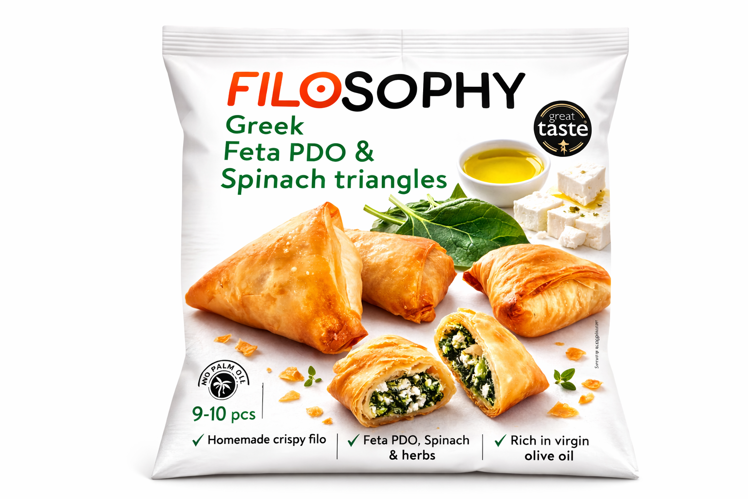 Filosophy Greek Feta PDO & Spinach Triangles 250g