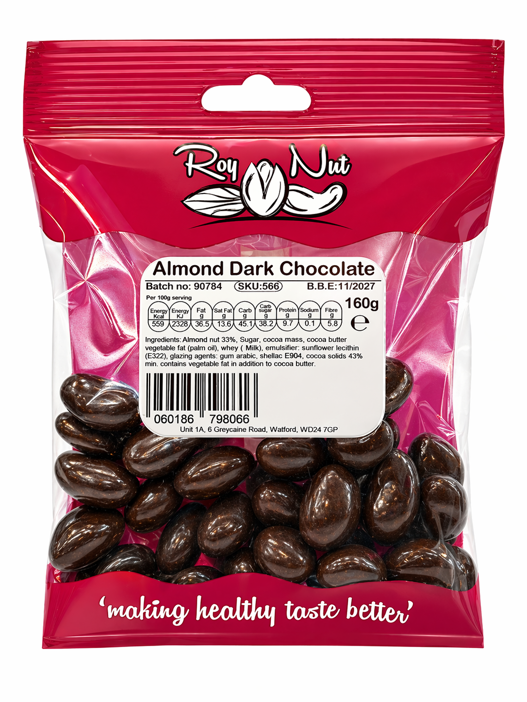 Roy Nut Almond Dark Chocolate Bar 160g